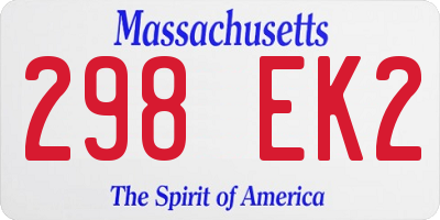 MA license plate 298EK2