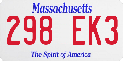 MA license plate 298EK3