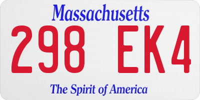 MA license plate 298EK4