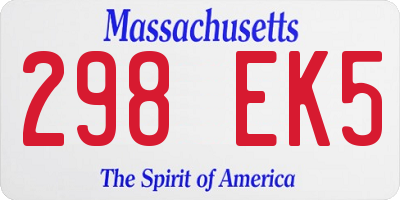 MA license plate 298EK5
