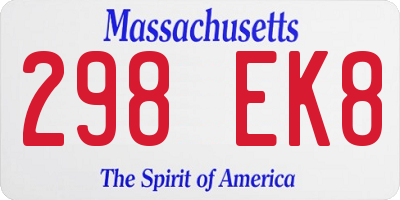 MA license plate 298EK8