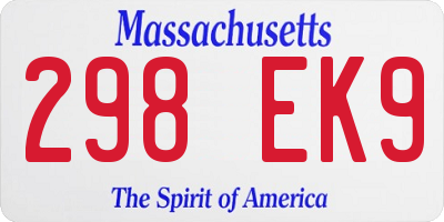 MA license plate 298EK9