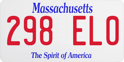 MA license plate 298EL0