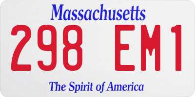 MA license plate 298EM1