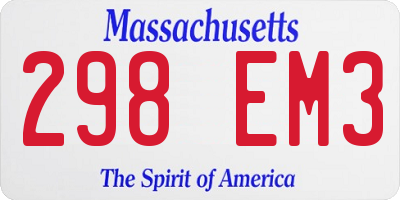 MA license plate 298EM3