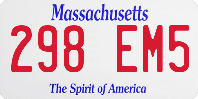 MA license plate 298EM5