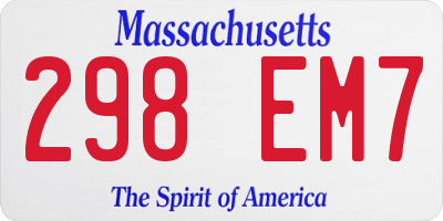 MA license plate 298EM7