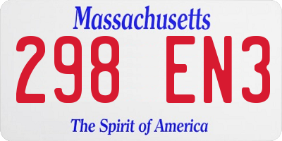 MA license plate 298EN3