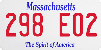 MA license plate 298EO2