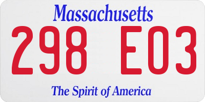 MA license plate 298EO3
