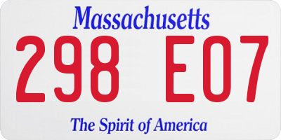MA license plate 298EO7