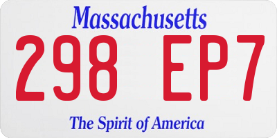 MA license plate 298EP7