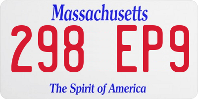 MA license plate 298EP9