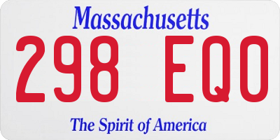 MA license plate 298EQ0