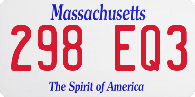 MA license plate 298EQ3