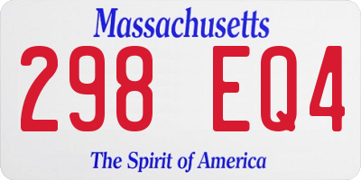 MA license plate 298EQ4
