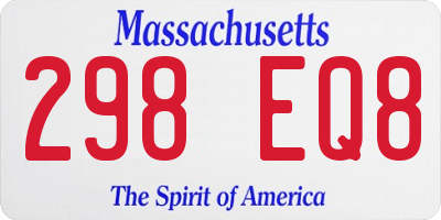 MA license plate 298EQ8