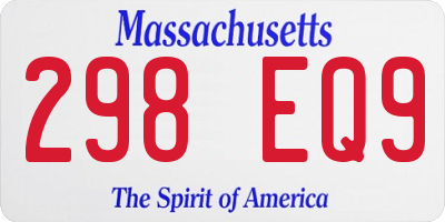 MA license plate 298EQ9