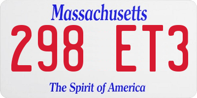 MA license plate 298ET3