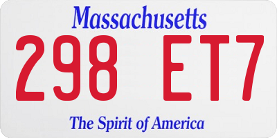 MA license plate 298ET7