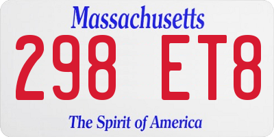 MA license plate 298ET8