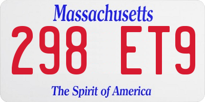 MA license plate 298ET9
