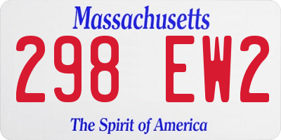 MA license plate 298EW2