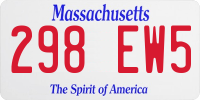 MA license plate 298EW5