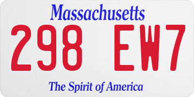 MA license plate 298EW7