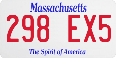 MA license plate 298EX5