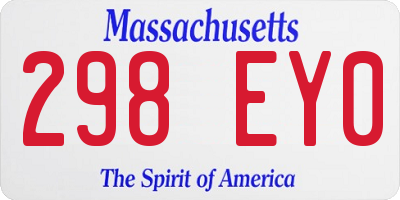 MA license plate 298EY0