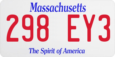 MA license plate 298EY3