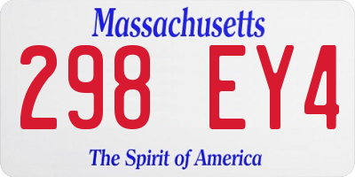 MA license plate 298EY4