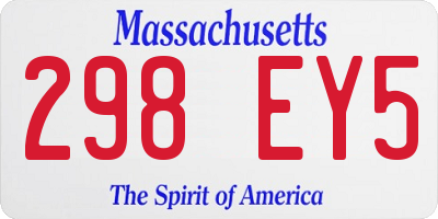 MA license plate 298EY5