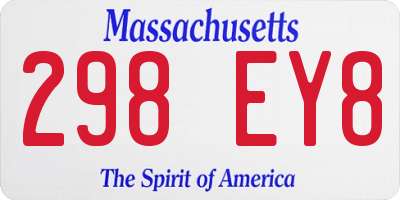 MA license plate 298EY8