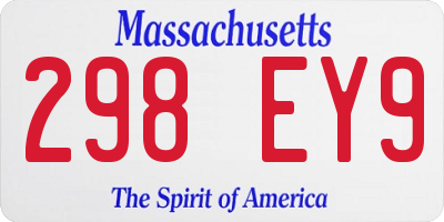 MA license plate 298EY9