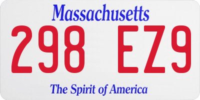 MA license plate 298EZ9