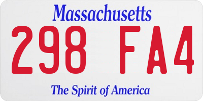 MA license plate 298FA4