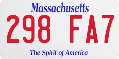 MA license plate 298FA7