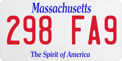 MA license plate 298FA9