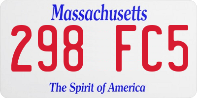 MA license plate 298FC5