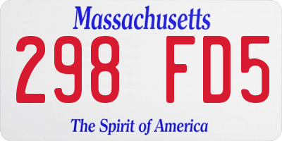 MA license plate 298FD5