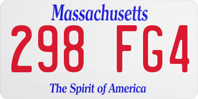 MA license plate 298FG4
