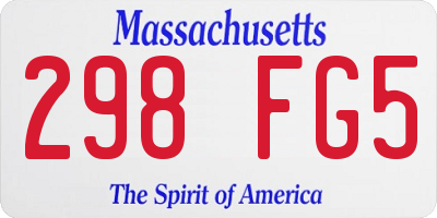 MA license plate 298FG5