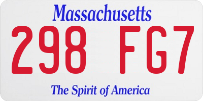 MA license plate 298FG7