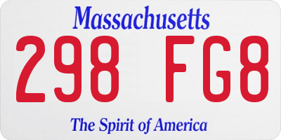 MA license plate 298FG8