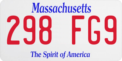 MA license plate 298FG9