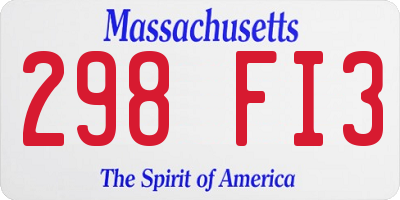 MA license plate 298FI3