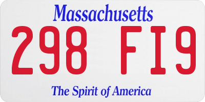 MA license plate 298FI9