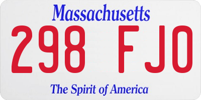 MA license plate 298FJ0